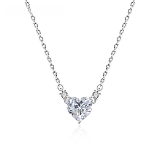925 sterling silver heart cut cubic zircon dainty necklace