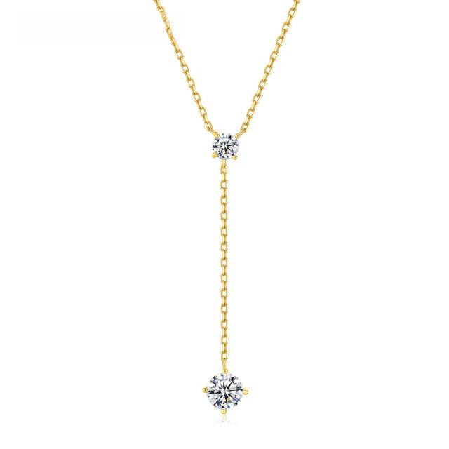 925 sterling silver dainty diamond lariat necklace