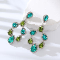Chunky color glass crystal statement dangle earrings