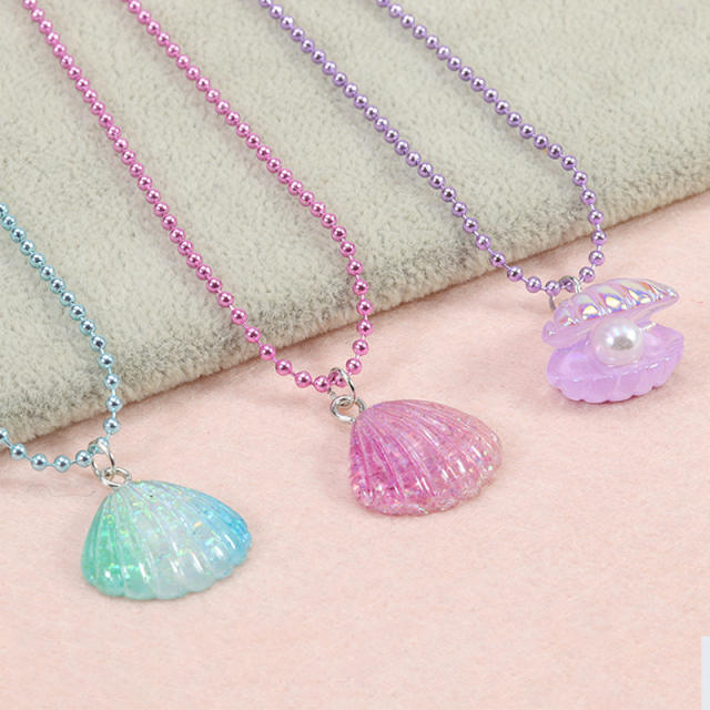 Ocean trend colorful shell pendant girls necklace rings