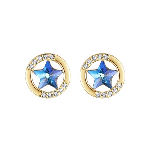 925 sterling silver blue star cubic zircon tiny studs earrings