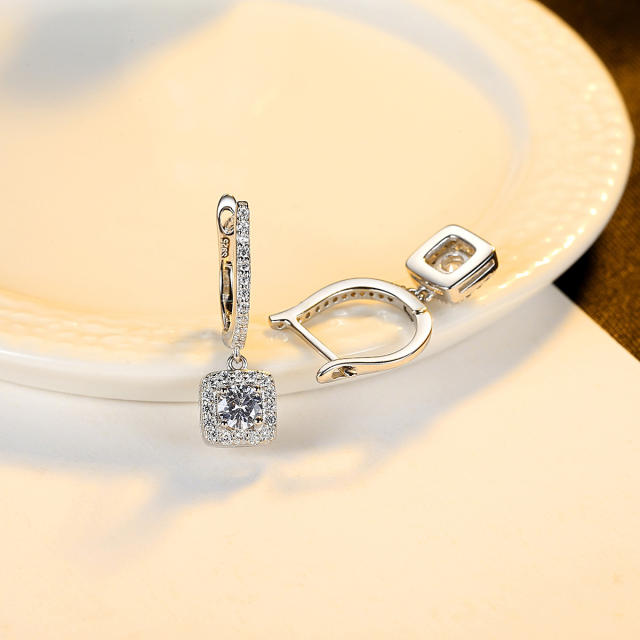 925 sterling silver cubic zircon diamond huggie earrings
