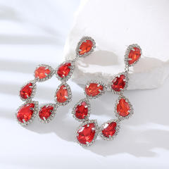 Chunky color glass crystal statement dangle earrings