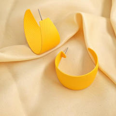 Color painting metal open hoop chunky earrings
