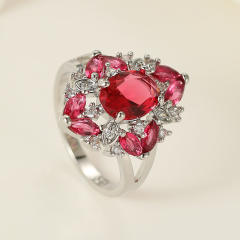 Luxury ruby cubic zircon statement copper rings