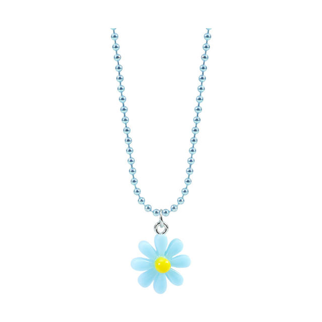 Sweet colorful daisy flower pendant girls necklace rings