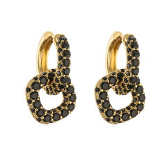 Delicate pave setting cubiz zircon copper huggie earrings