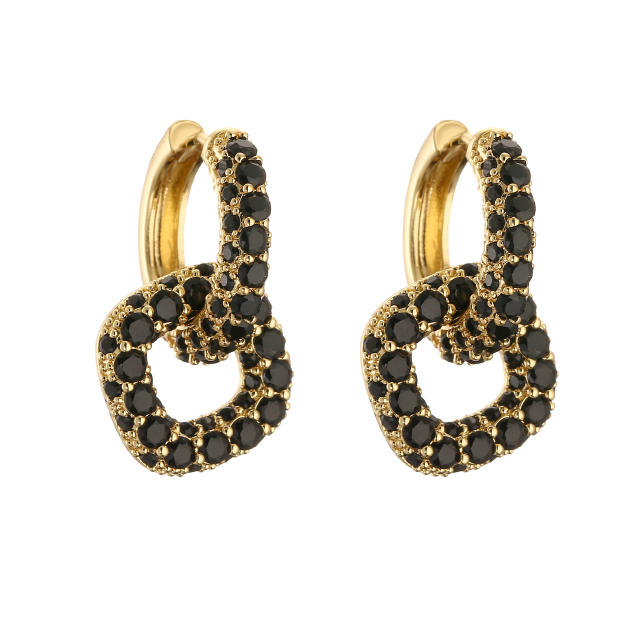 Delicate pave setting cubiz zircon copper huggie earrings