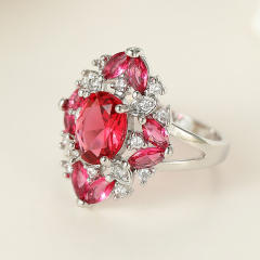 Luxury ruby cubic zircon statement copper rings