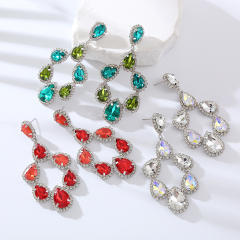 Chunky color glass crystal statement dangle earrings