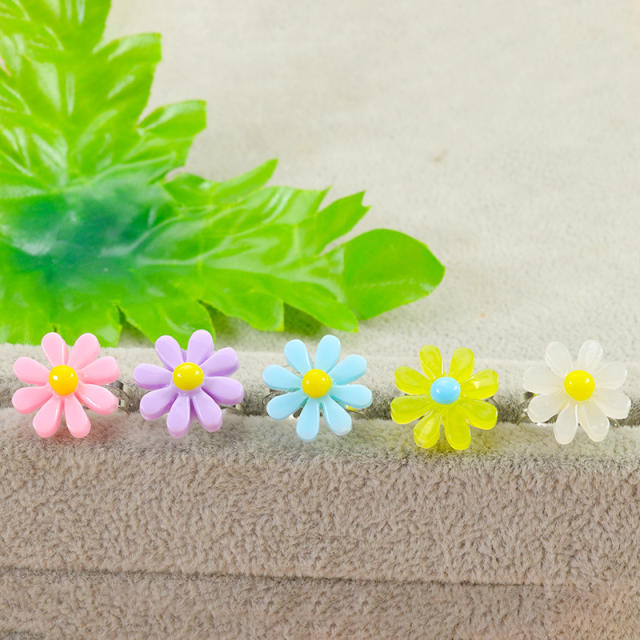 Sweet colorful daisy flower pendant girls necklace rings