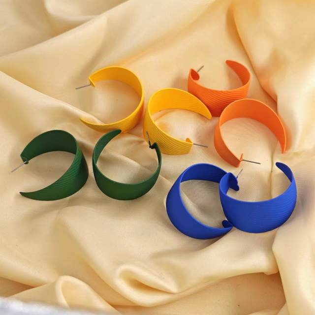 Color painting metal open hoop chunky earrings