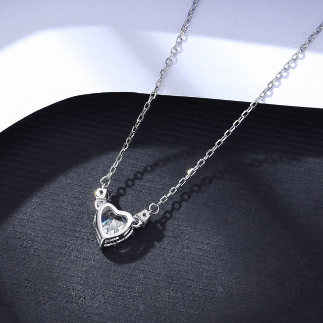 925 sterling silver heart cut cubic zircon dainty necklace
