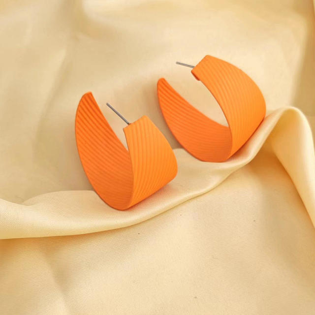Color painting metal open hoop chunky earrings