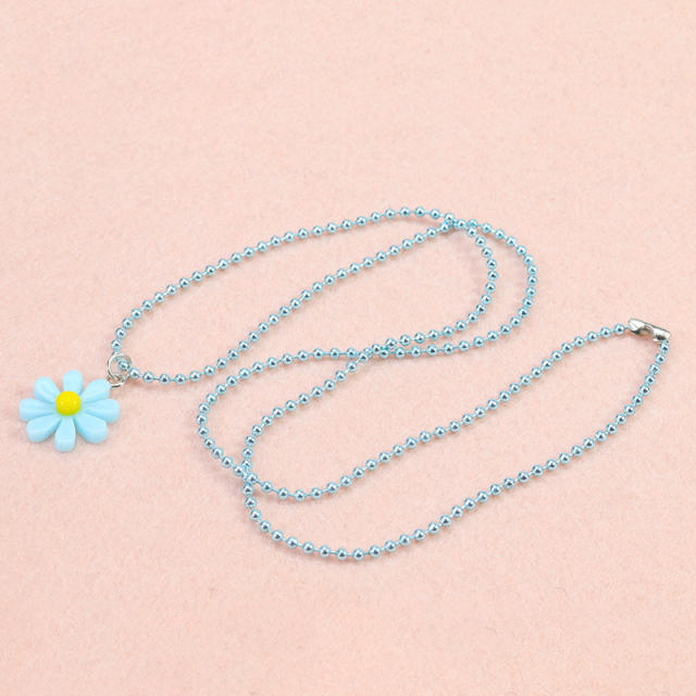 Sweet colorful daisy flower pendant girls necklace rings