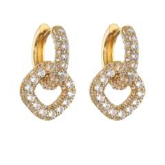 Delicate pave setting cubiz zircon copper huggie earrings