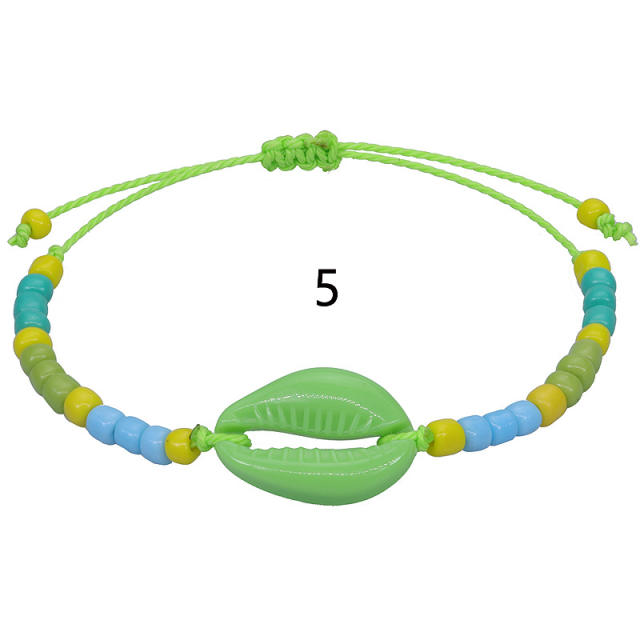 Boho beach trend colorful acrylic shell bead bracelet