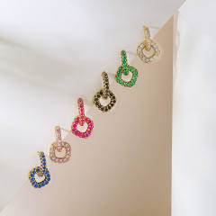 Delicate pave setting cubiz zircon copper huggie earrings