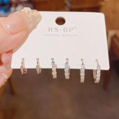 Delicate diamond copper small hoop huggie earrings set