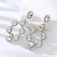 Chunky color glass crystal statement dangle earrings