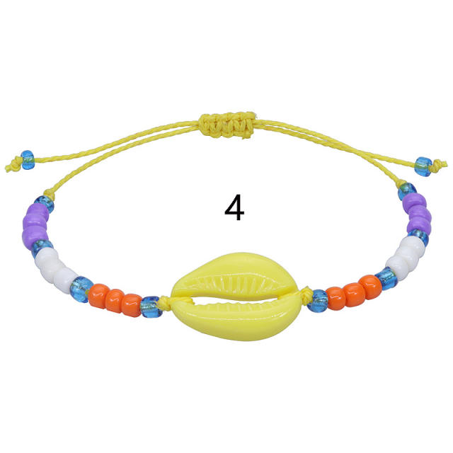 Boho beach trend colorful acrylic shell bead bracelet