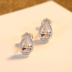 925 sterling silver teardrop cubic zircon tiny studs earrings