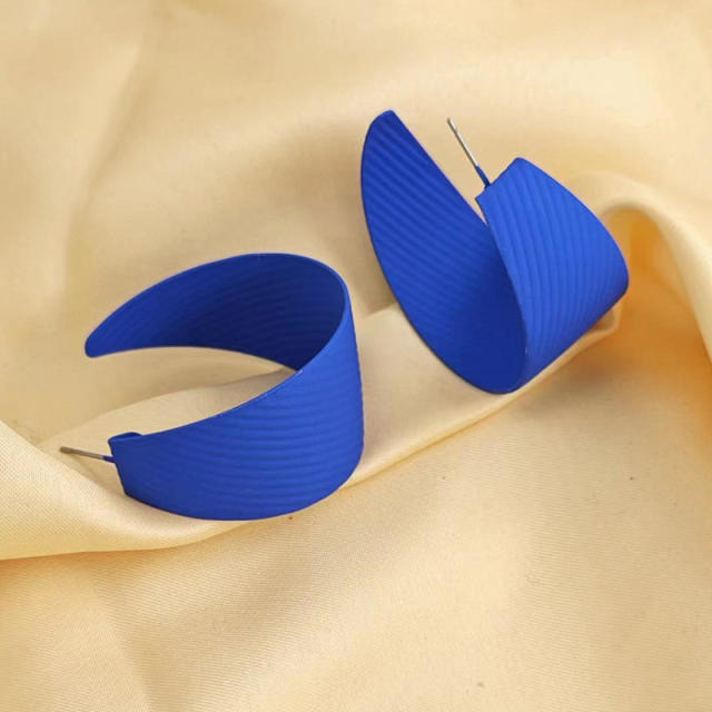 Color painting metal open hoop chunky earrings