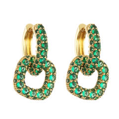 Delicate pave setting cubiz zircon copper huggie earrings