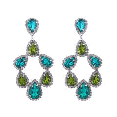 Chunky color glass crystal statement dangle earrings