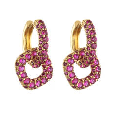 Delicate pave setting cubiz zircon copper huggie earrings