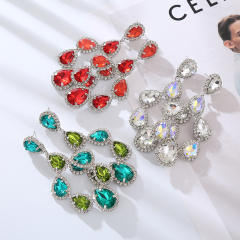 Chunky color glass crystal statement dangle earrings