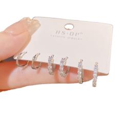 Delicate diamond copper small hoop huggie earrings set