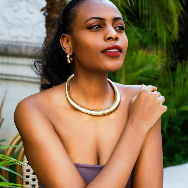 Chunky metal chocker necklace