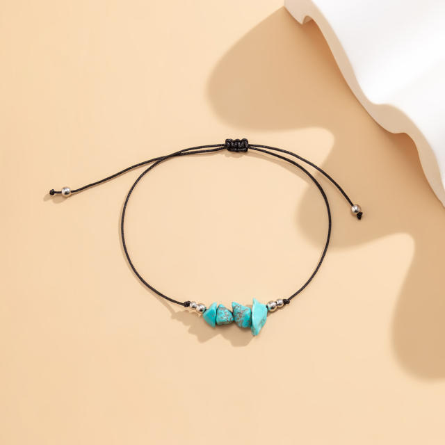 Boho beach trend turquoise bead anklet