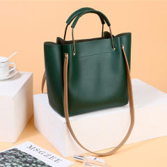 Classic plain color PU leather tote bag