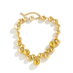 Punk trend chunky ball bead metal feeling choker necklace
