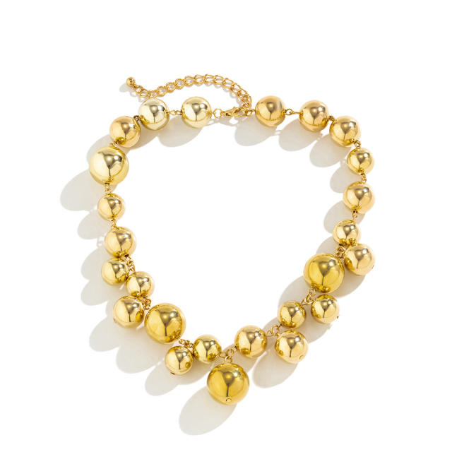 Punk trend chunky ball bead metal feeling choker necklace
