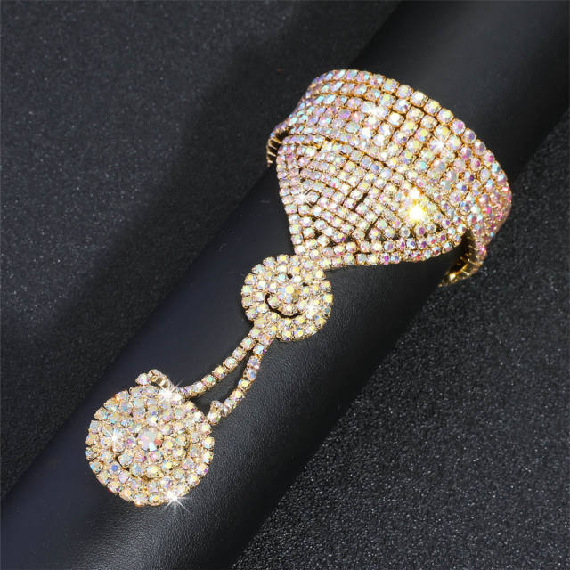 Luxury gold color AB rhinestone full setting ring bracelet