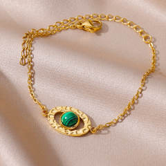 Vintage turquoise evil eye stainless steel bracelet