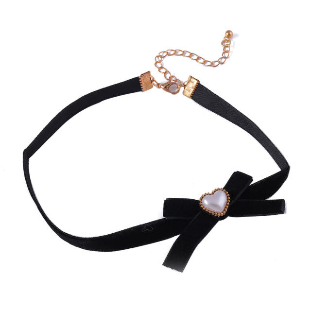 Personality velvet bow black choker necklace