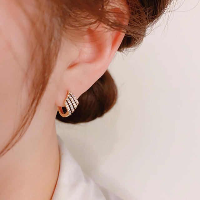 Classic diamond geometric huggie earrings