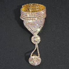 Luxury gold color AB rhinestone full setting ring bracelet