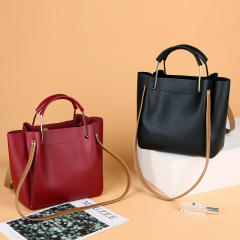 Classic plain color PU leather tote bag