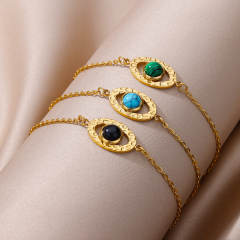 Vintage turquoise evil eye stainless steel bracelet
