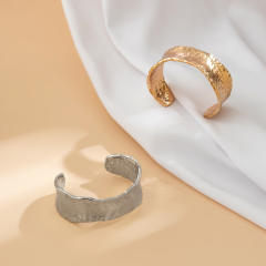 Punk trend gold silver metal wide bangle