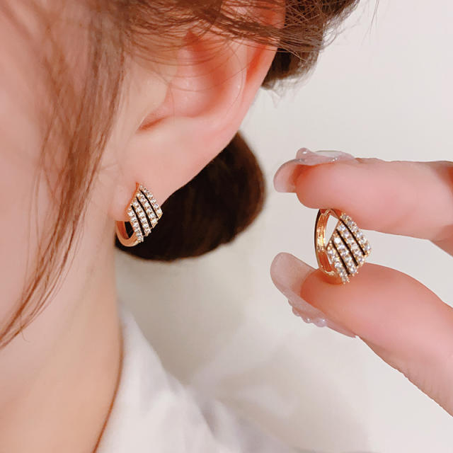 Classic diamond geometric huggie earrings
