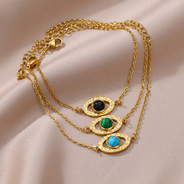 Vintage turquoise evil eye stainless steel bracelet