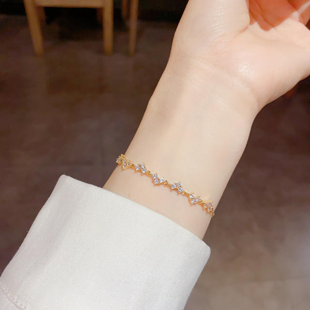 Delicate cubic zircon copper slide bracelet