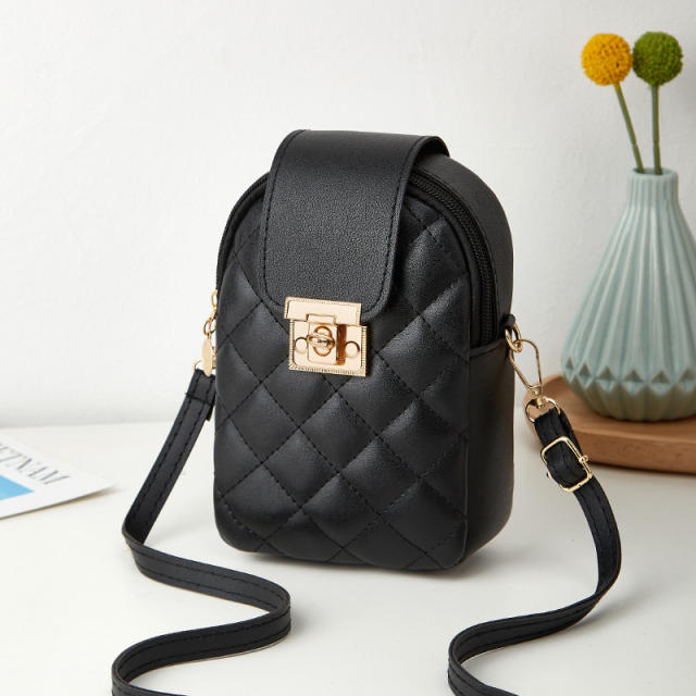 Casual small quilted PU crossbody bag