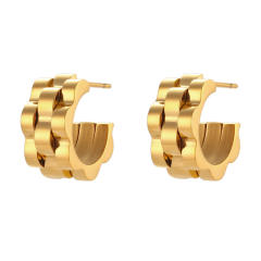 Hiphop chunky stainless steel open hoop earrings